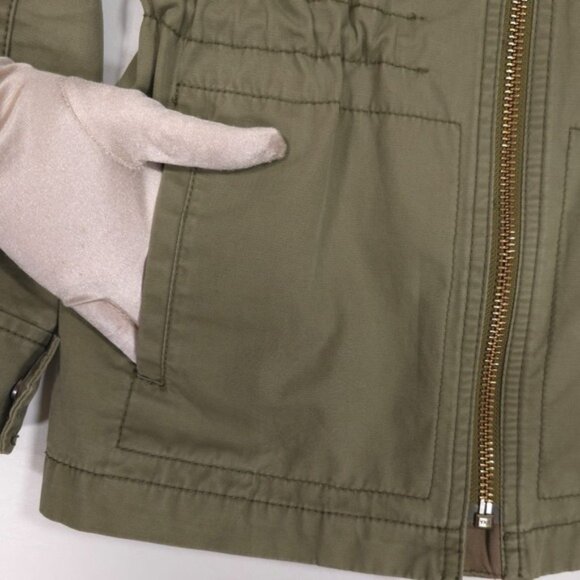 Madewell Women's Full Zip Drawstring Military Jacket Green Size XS Cotton Coat - Picture 8 of 10